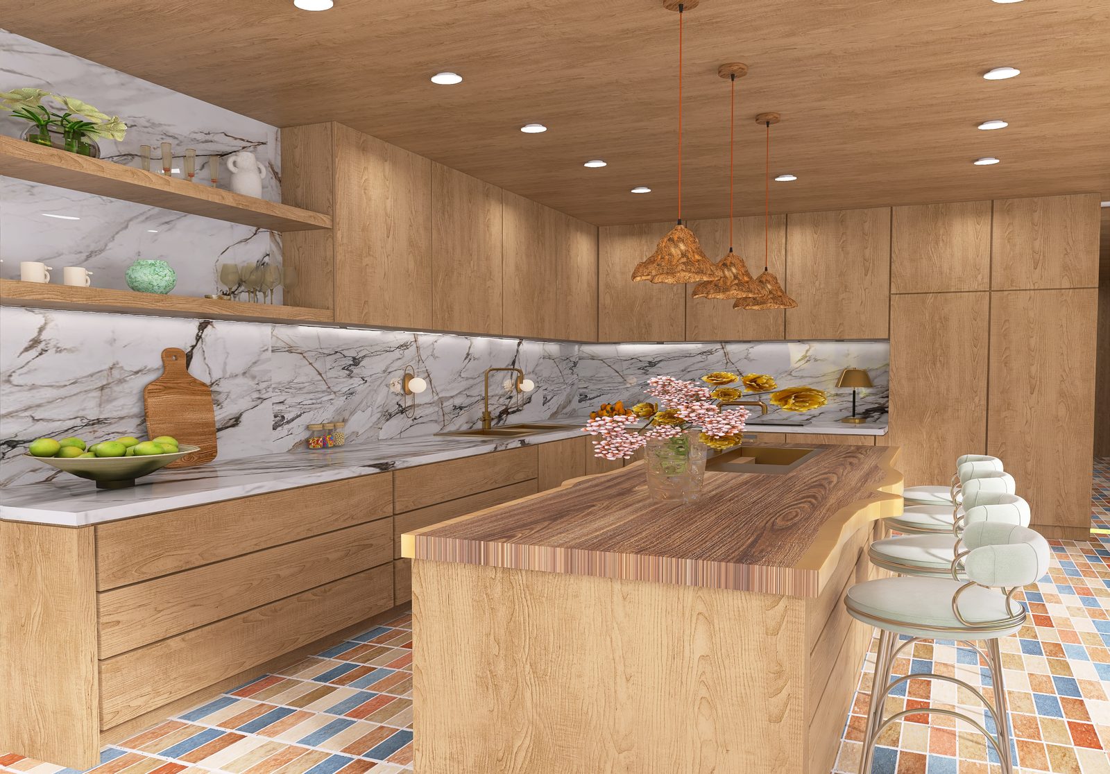 The Checkerboard Kitchen — Down the island