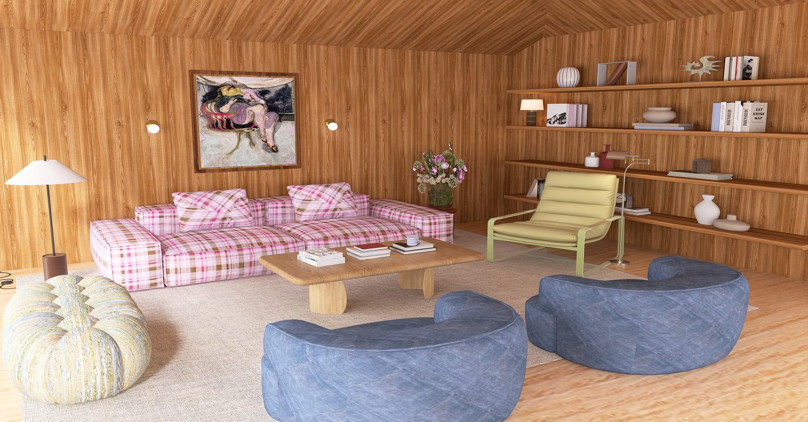 The Plaid Cabin — The wide gathering view