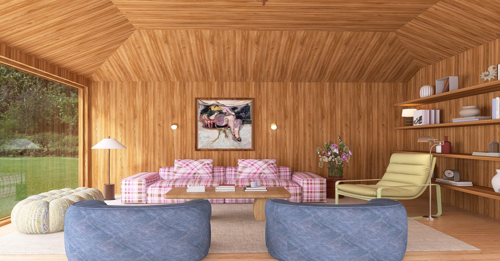 The Plaid Cabin — Twin sofas, facing